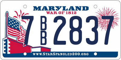 MD license plate 7BB2837
