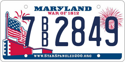 MD license plate 7BB2849
