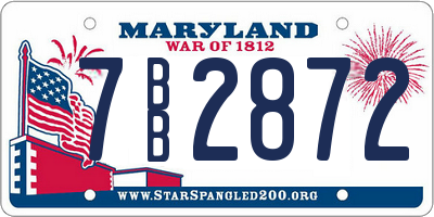 MD license plate 7BB2872