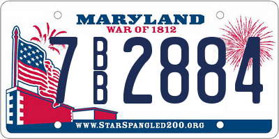 MD license plate 7BB2884