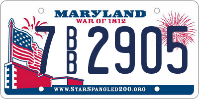 MD license plate 7BB2905