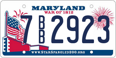 MD license plate 7BB2923