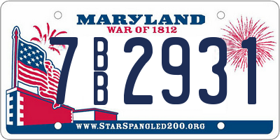 MD license plate 7BB2931