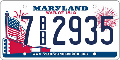 MD license plate 7BB2935