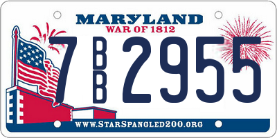 MD license plate 7BB2955