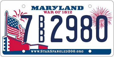 MD license plate 7BB2980
