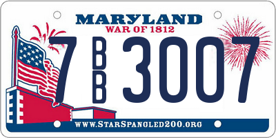 MD license plate 7BB3007