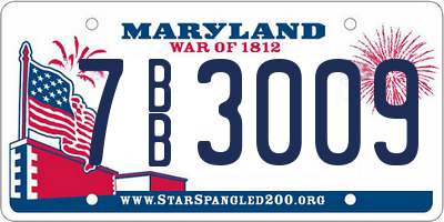 MD license plate 7BB3009