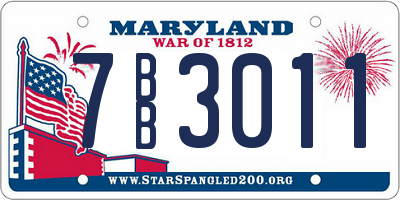 MD license plate 7BB3011
