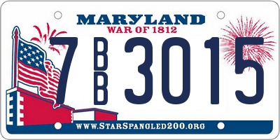 MD license plate 7BB3015