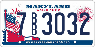 MD license plate 7BB3032