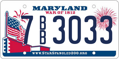 MD license plate 7BB3033