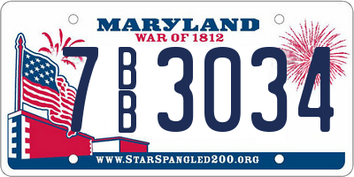 MD license plate 7BB3034