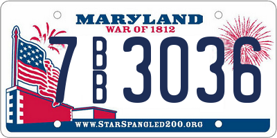 MD license plate 7BB3036