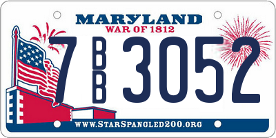 MD license plate 7BB3052