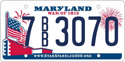 MD license plate 7BB3070