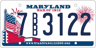 MD license plate 7BB3122