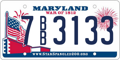 MD license plate 7BB3133