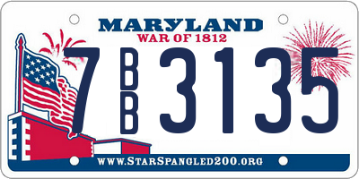 MD license plate 7BB3135