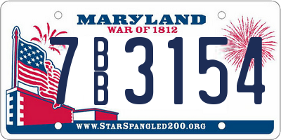 MD license plate 7BB3154