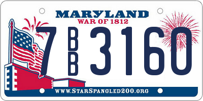 MD license plate 7BB3160