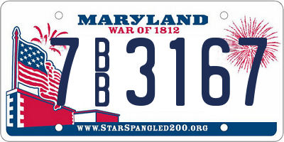 MD license plate 7BB3167