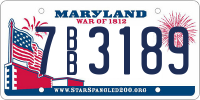 MD license plate 7BB3189