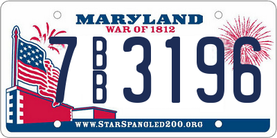 MD license plate 7BB3196