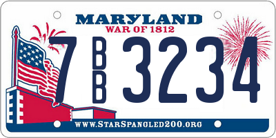 MD license plate 7BB3234