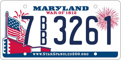 MD license plate 7BB3261