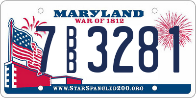 MD license plate 7BB3281