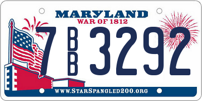 MD license plate 7BB3292