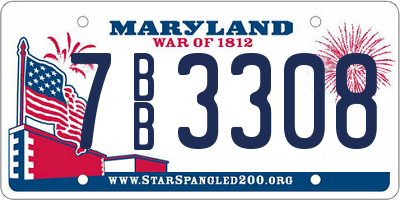 MD license plate 7BB3308