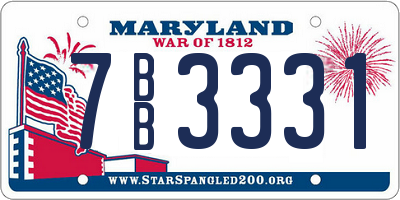 MD license plate 7BB3331