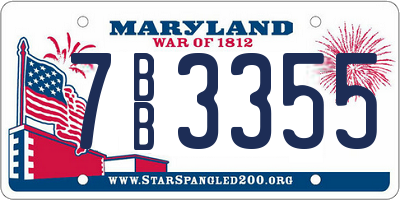 MD license plate 7BB3355