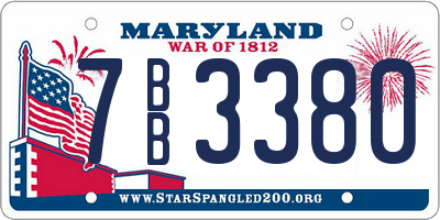 MD license plate 7BB3380