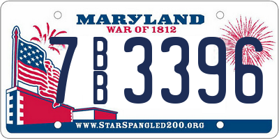 MD license plate 7BB3396