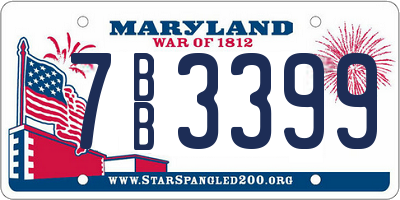 MD license plate 7BB3399