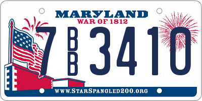MD license plate 7BB3410