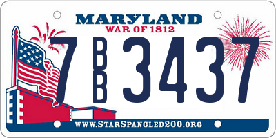 MD license plate 7BB3437