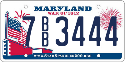 MD license plate 7BB3444