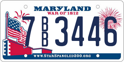 MD license plate 7BB3446