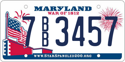 MD license plate 7BB3457