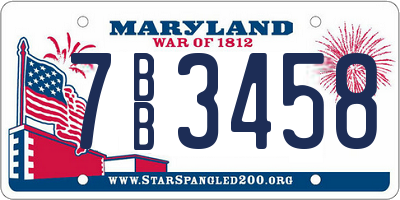 MD license plate 7BB3458