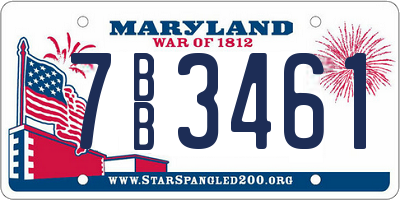 MD license plate 7BB3461