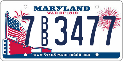 MD license plate 7BB3477