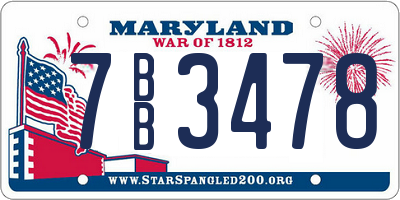 MD license plate 7BB3478