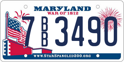 MD license plate 7BB3490