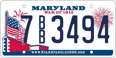 MD license plate 7BB3494