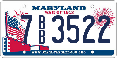 MD license plate 7BB3522